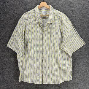 Linea Uomo Shirt Men 5X Big Gray Geometric Button Up Collared Short Sleeve